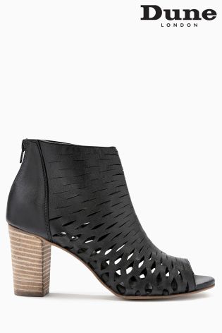 Black Dune Leather Open Toe Ankle Boot